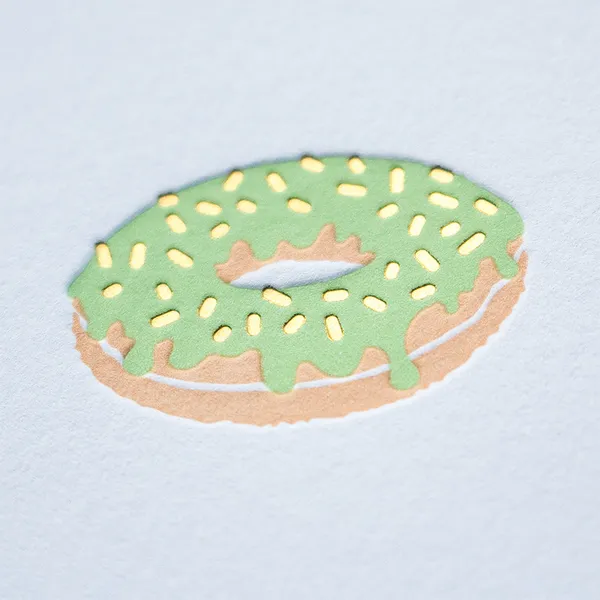 Gold foil letterpress donut print