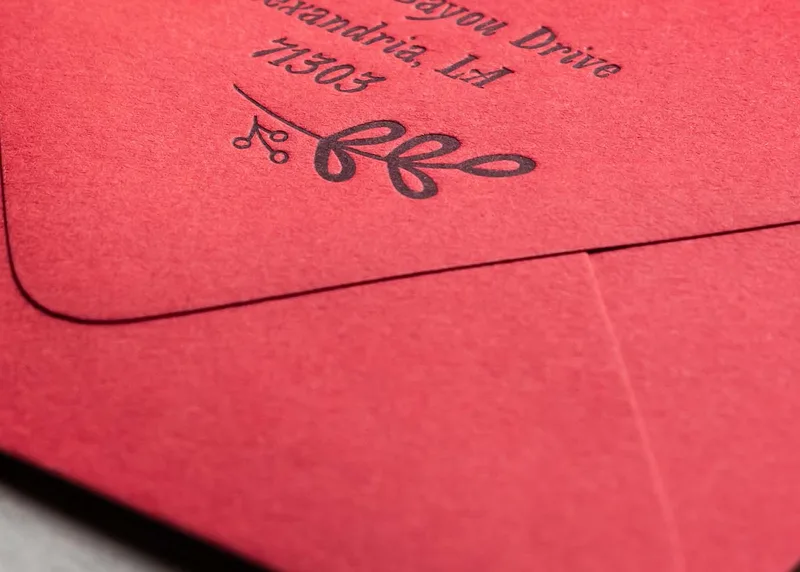 Letterpress red envelope with coordinating note card