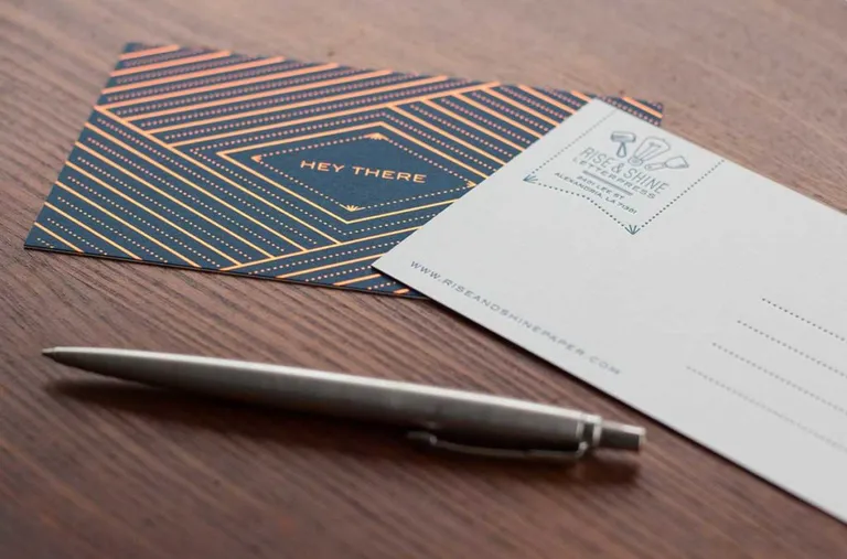 Foil stamped and letterpress duplexed postcard