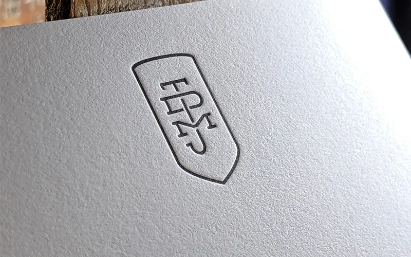 Deep letterpress monogrammed note card on cotton paper