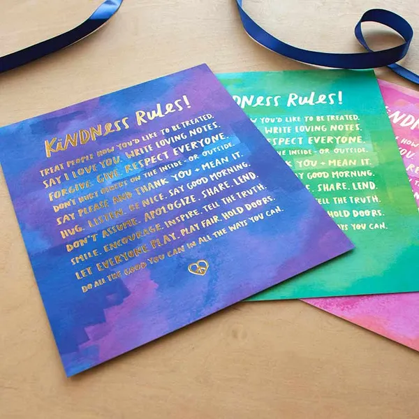 Kindness Rules foil stamped print